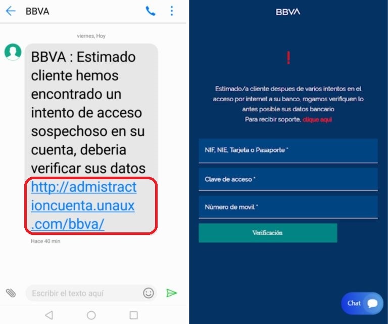 mensajes fraudulentos