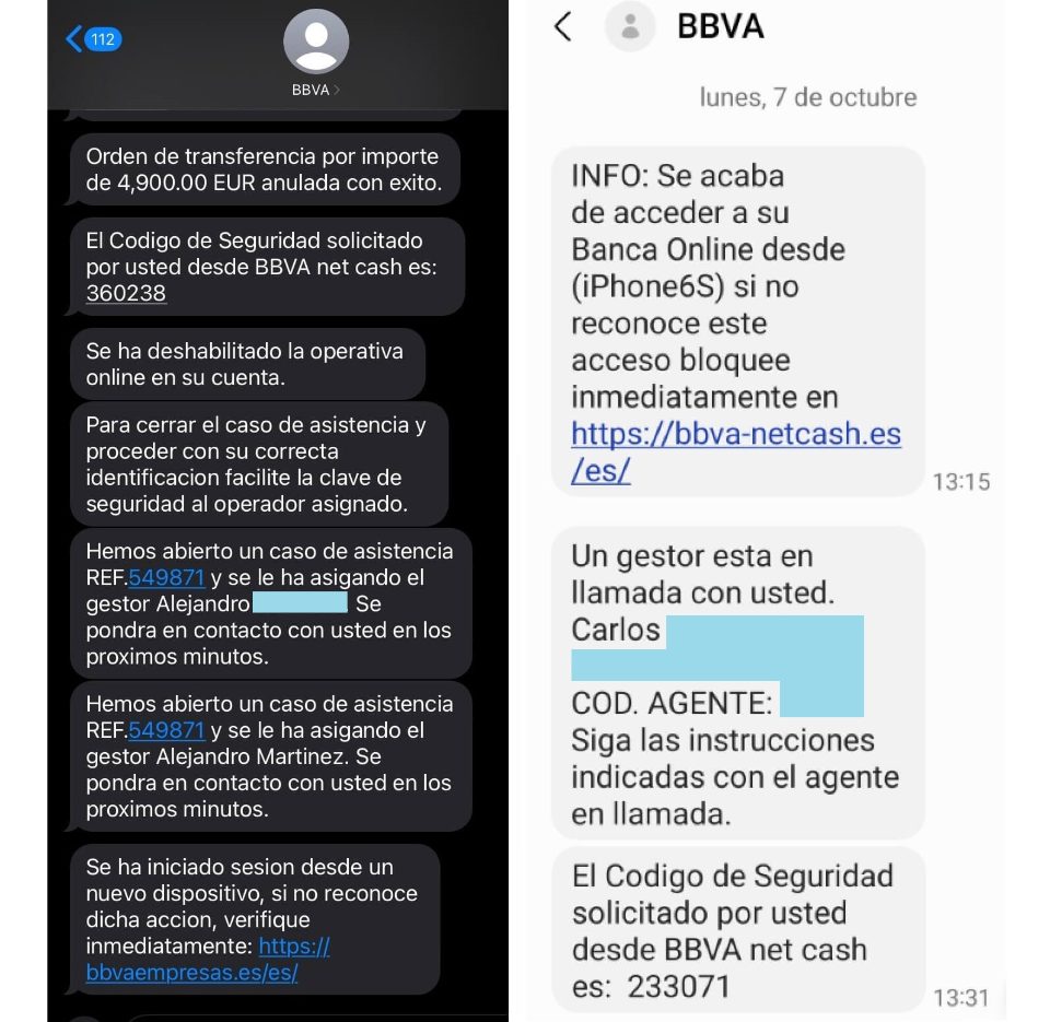 Alerta de SMS fraudulentos notificando incidentes en cuenta bancaria | BBVA