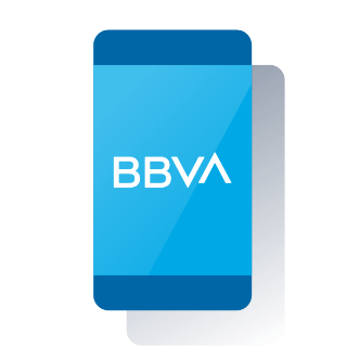 Ilustración de un móvil con la App de BBVA