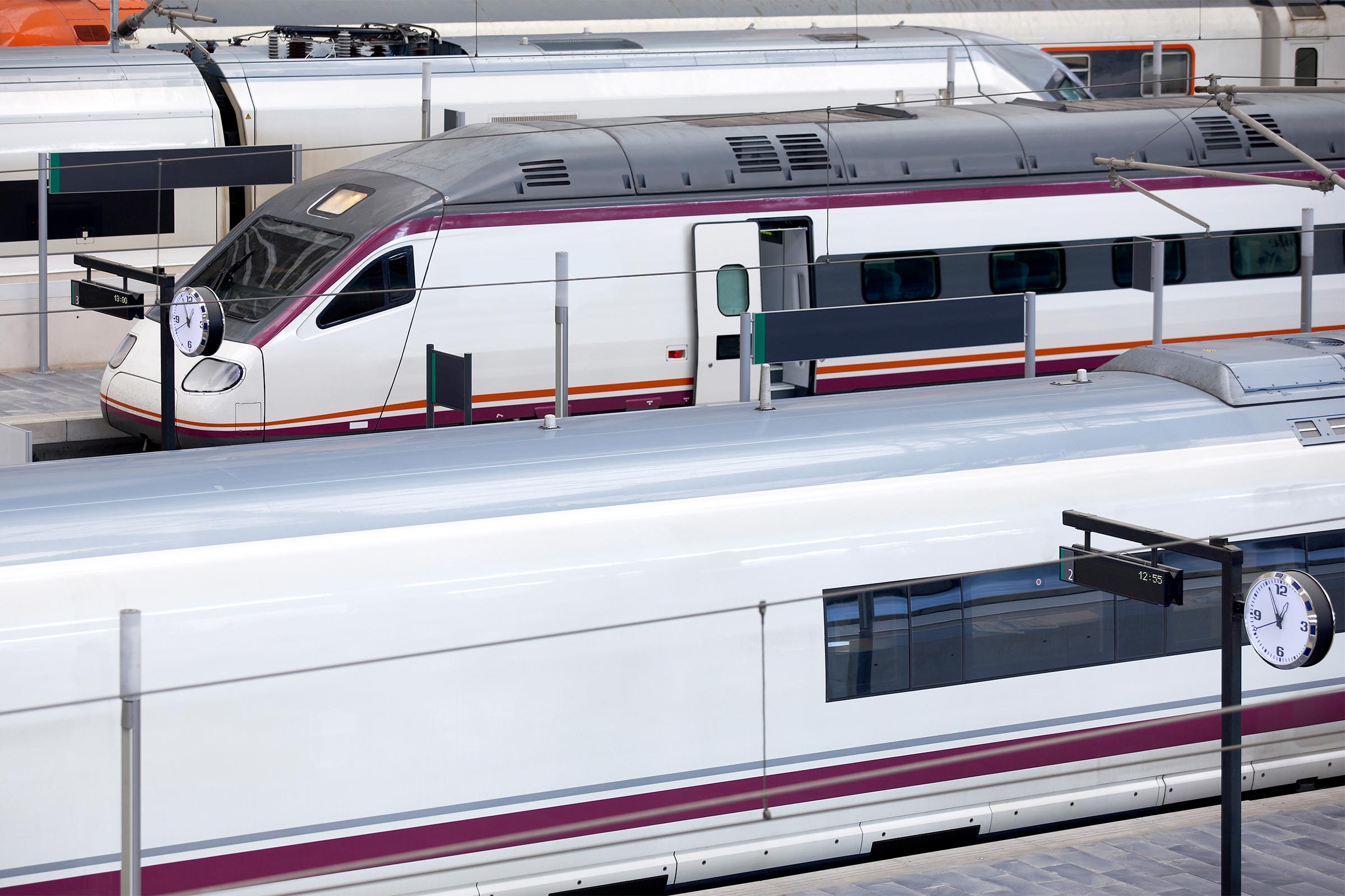 Image of several trains at a station