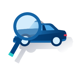 Illustration of a car and a magnifying glass