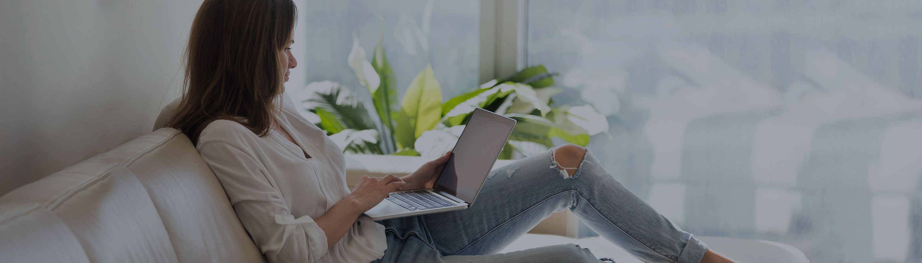 Woman working on her laptop