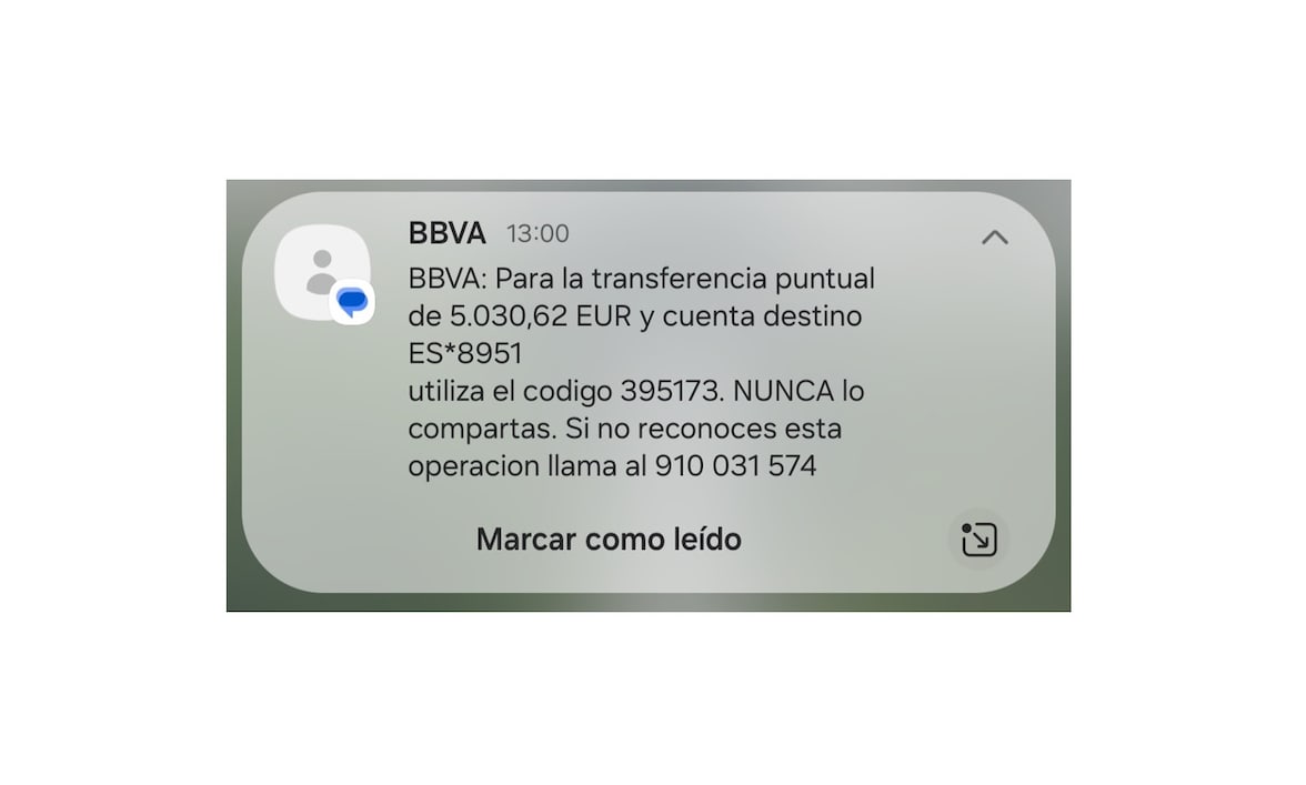 Alerta Smishing Transferencias