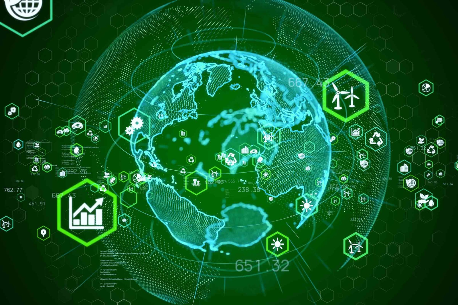 Ilustración da multitude de proxectos de eficiencia enerxética arredor do mundo.
